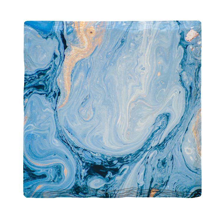 Blue Swirl Marbling | Drink Coaster Set