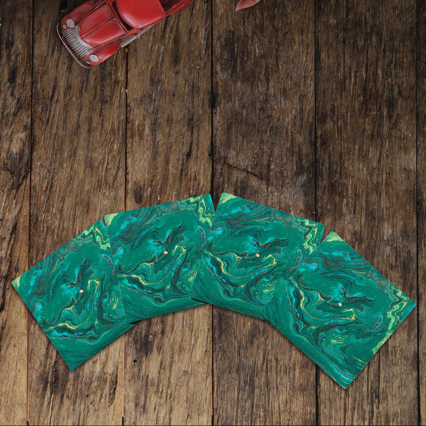 Tree Tops Green Marbling | Drink Coaster Set