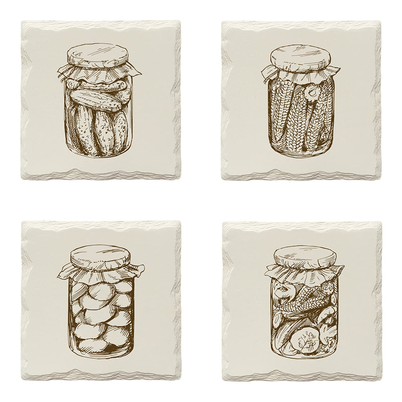 Farmhouse Pickling Jars Variety Pack | Drink Coaster Set