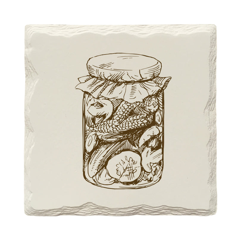 Farmhouse Vegetable Corn Jar | Drink Coaster Set