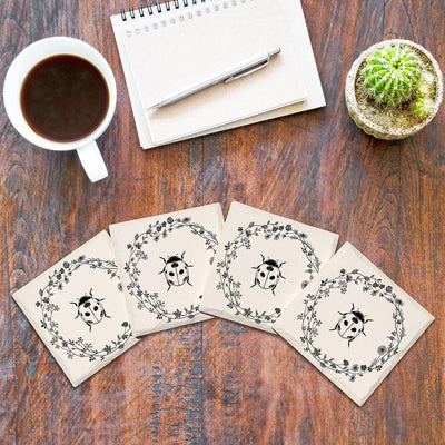 Farmhouse Ladybug | Drink Coaster Set