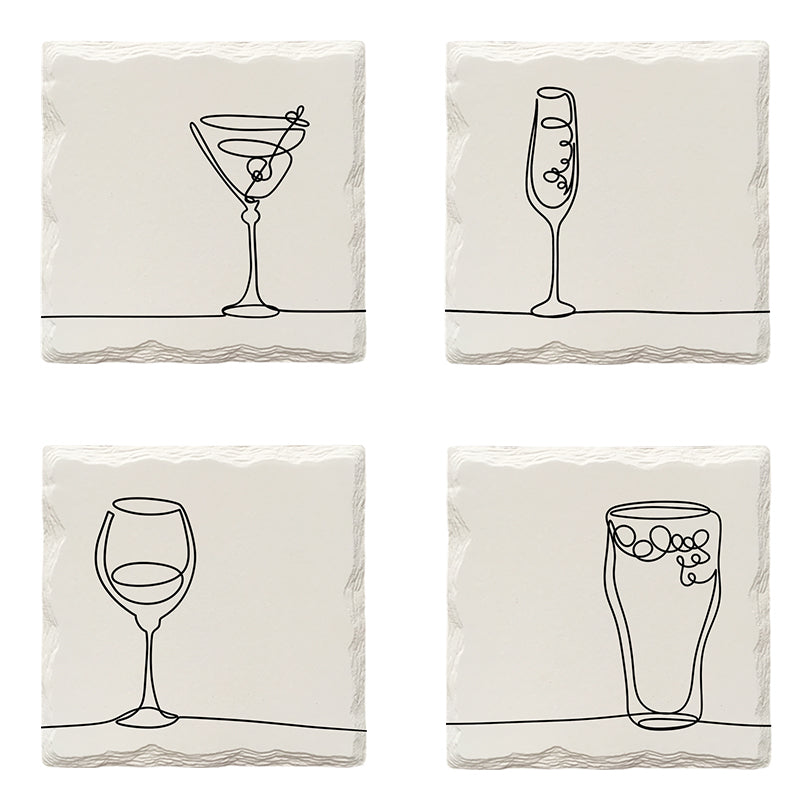 Cocktails Line Drawings Variety Pack | Drink Coaster Set