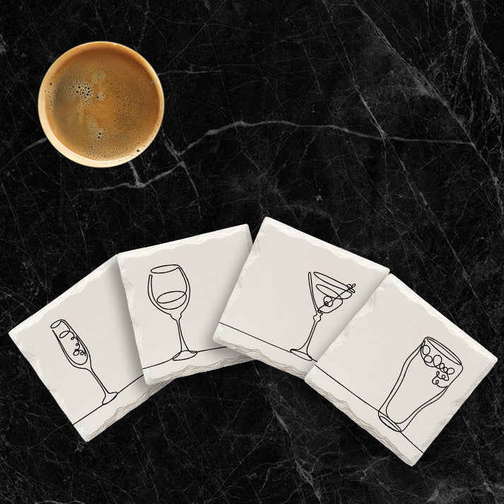 Cocktails Line Drawings Variety Pack | Drink Coaster Set