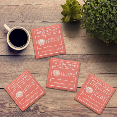 Customizable Coastal Coral Fun Facts | Drink Coasters Set