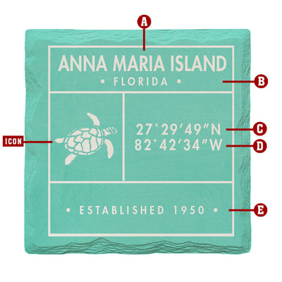 Customizable Coastal Teal Fun Facts | Drink Coasters Set