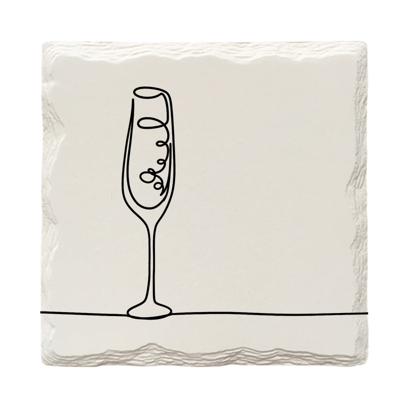 Champagne Flute Line Drawing | Drink Coaster Set