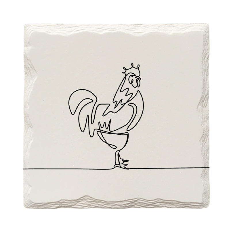 Rooster Line Drawing | Drink Coaster Set