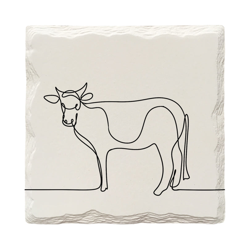 Cute Cow Line Drawing | Drink Coaster Set