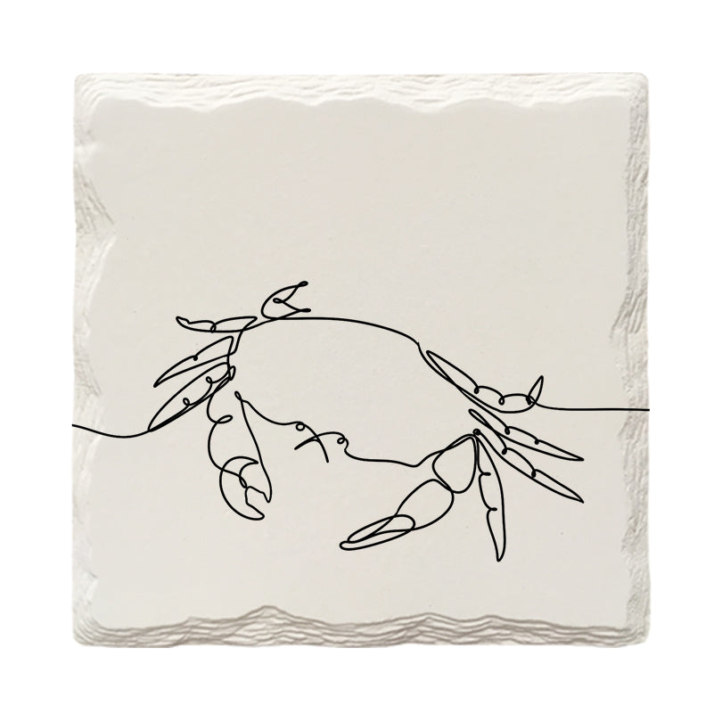 Cute Crab Line Drawing | Drink Coaster Set