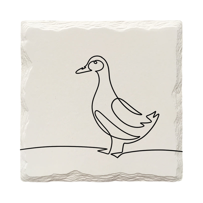 Cute Little Duck Line Drawing | Drink Coaster Set