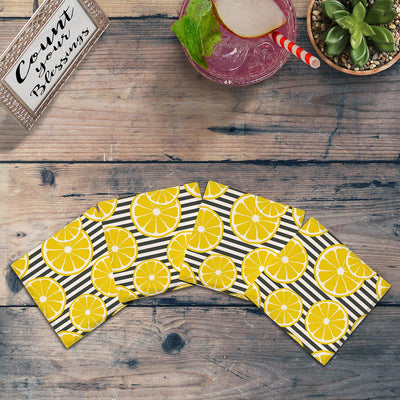 Lemon Slices Pattern | Drink Coaster Set