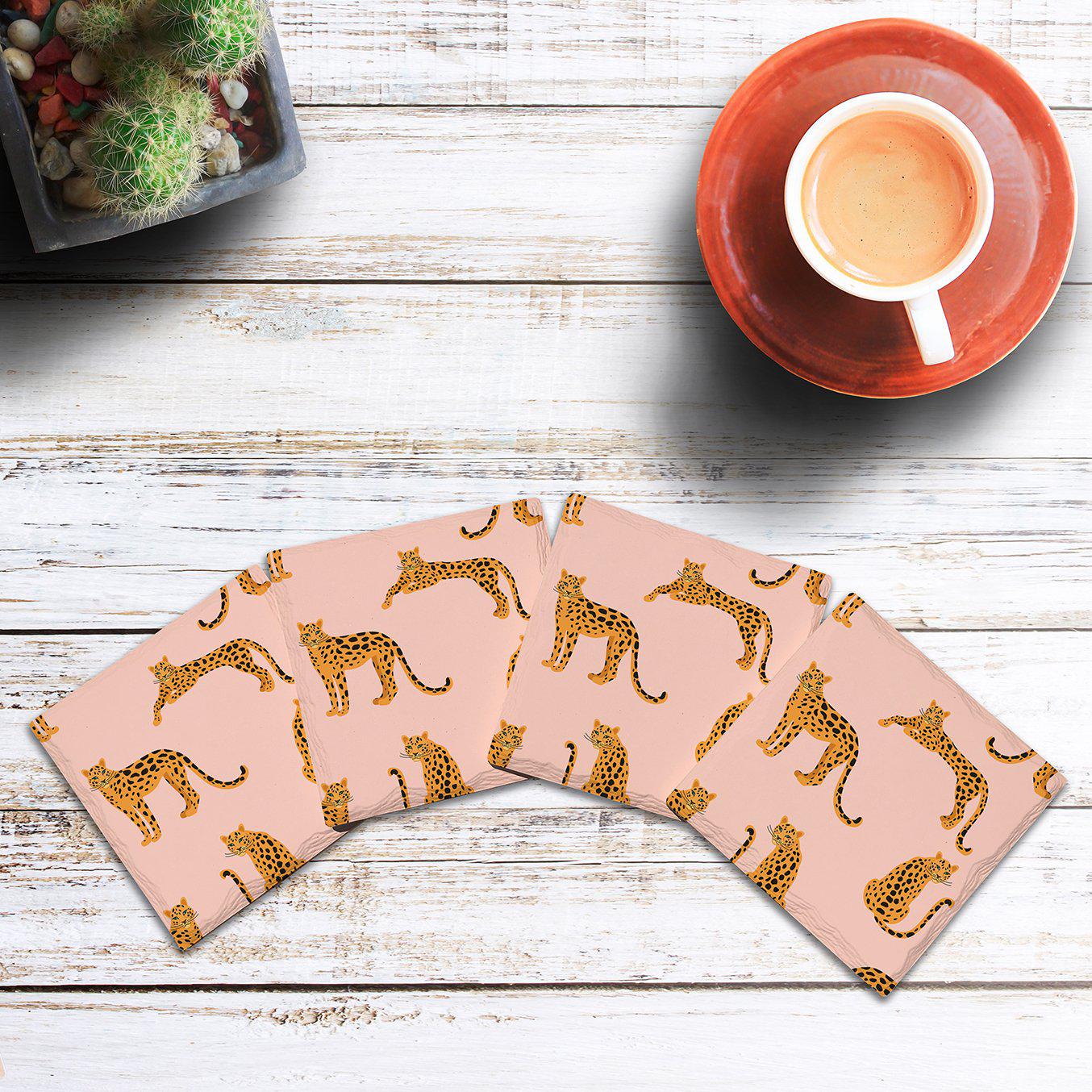 Cute Leopards Pattern | Drink Coaster Set