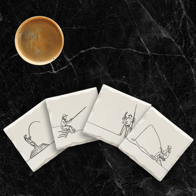 Fishing Line Drawing Variety Pack | Drink Coaster Set