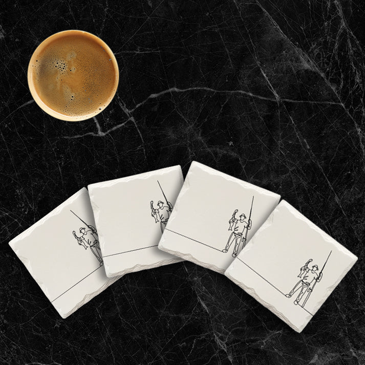 Fisherman's Catch Line Drawing | Drink Coaster Set