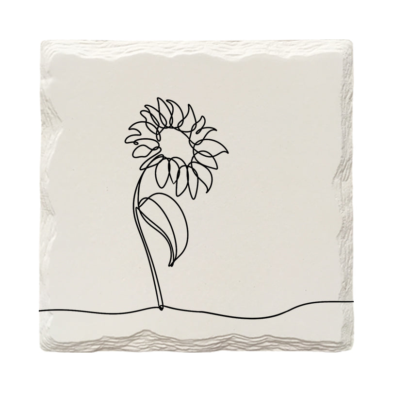 Pretty Flower Line Drawing | Drink Coaster Set