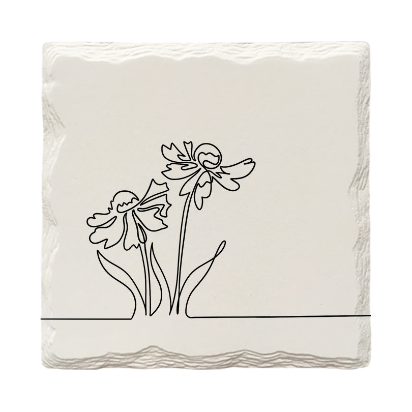 Flower Duo Line Drawing | Drink Coaster Set