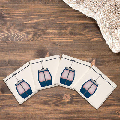 Cute Ski Lift | Drink Coaster Set