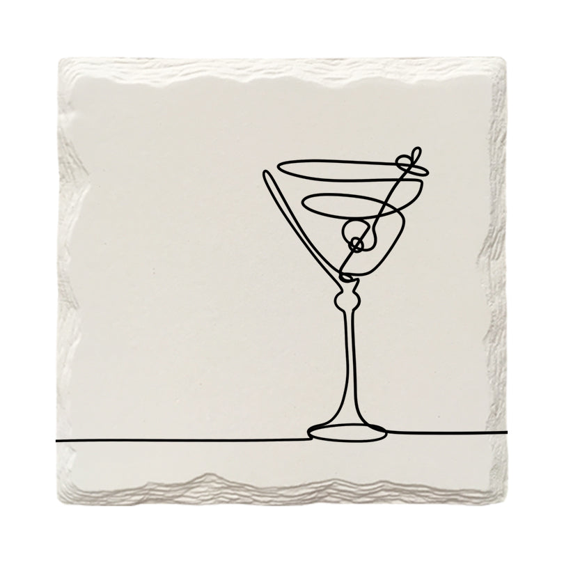 Martini Glass Line Drawing | Drink Coaster Set