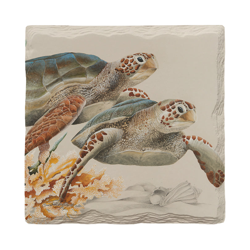 Sea Turtle Duo | Drink  Coaster Set | Artist: Art Lamay