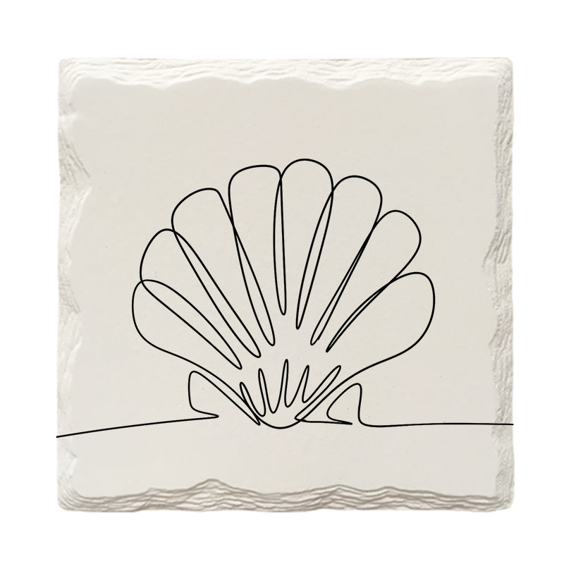 Seashell Line Drawing | Drink Coaster Set