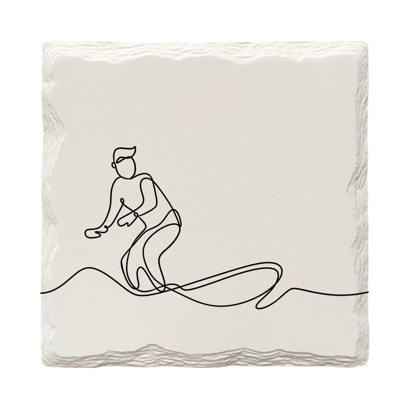 Surfer Surfing Line Drawing | Drink Coaster Set