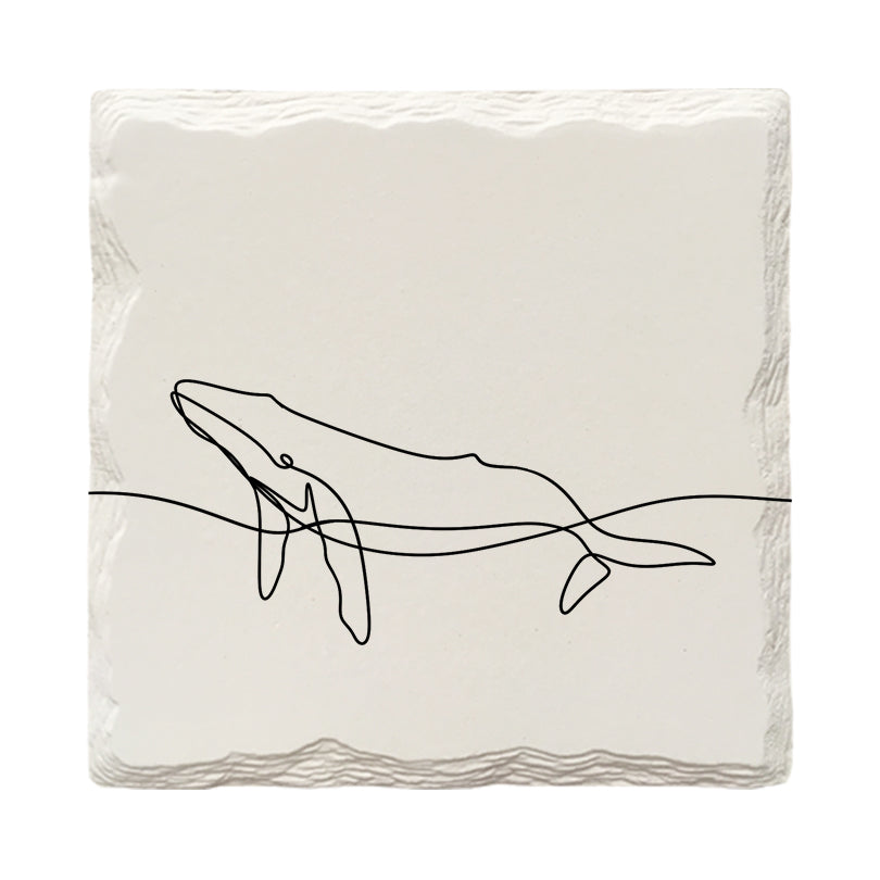 Wondering Whale Line Drawing | Drink Coaster Set