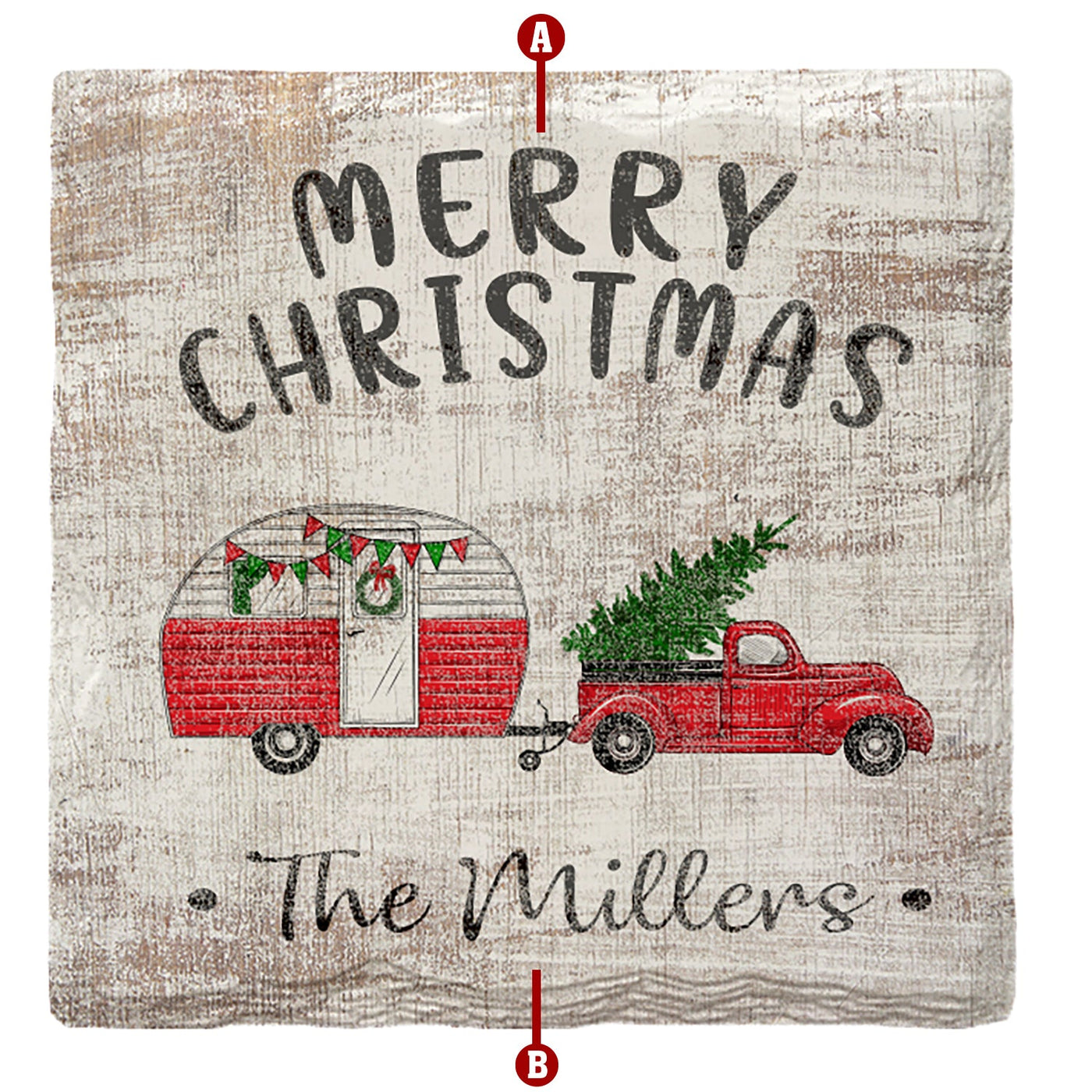 Customizable Holiday Christmas Camper Truck | Drink Coaster Set