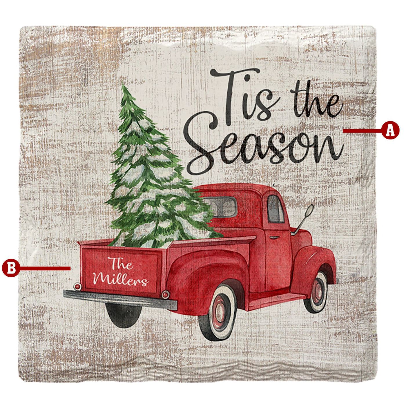 Customizable Holiday Christmas Red Truck | Drink Coaster Set