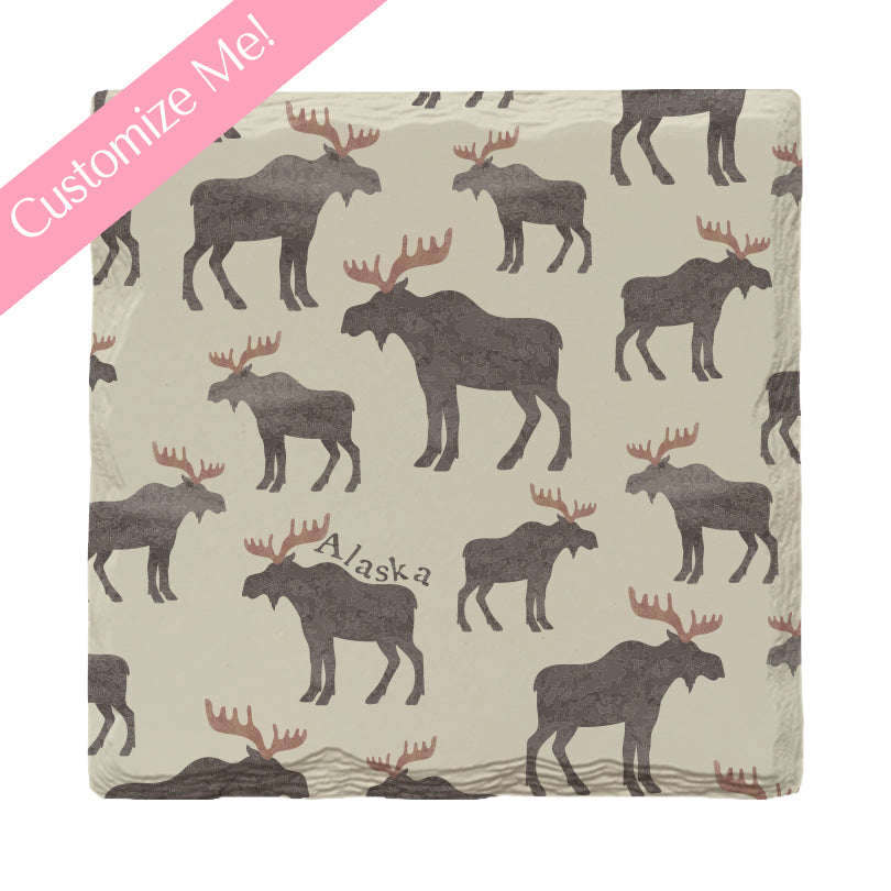 Customizable Cute Moose Pattern | Drink Coaster Set