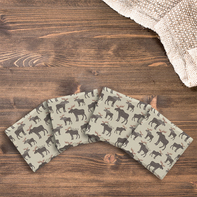 Customizable Cute Moose Pattern | Drink Coaster Set