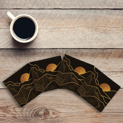 Abstract Gold Mountains | Drink Coaster Set