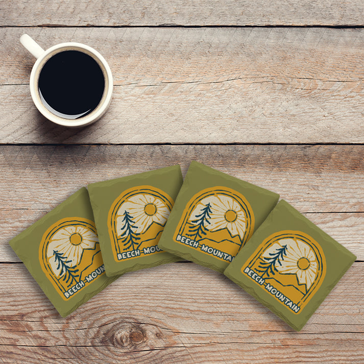 Customizable Window to the Mountains | Drink Coaster Set