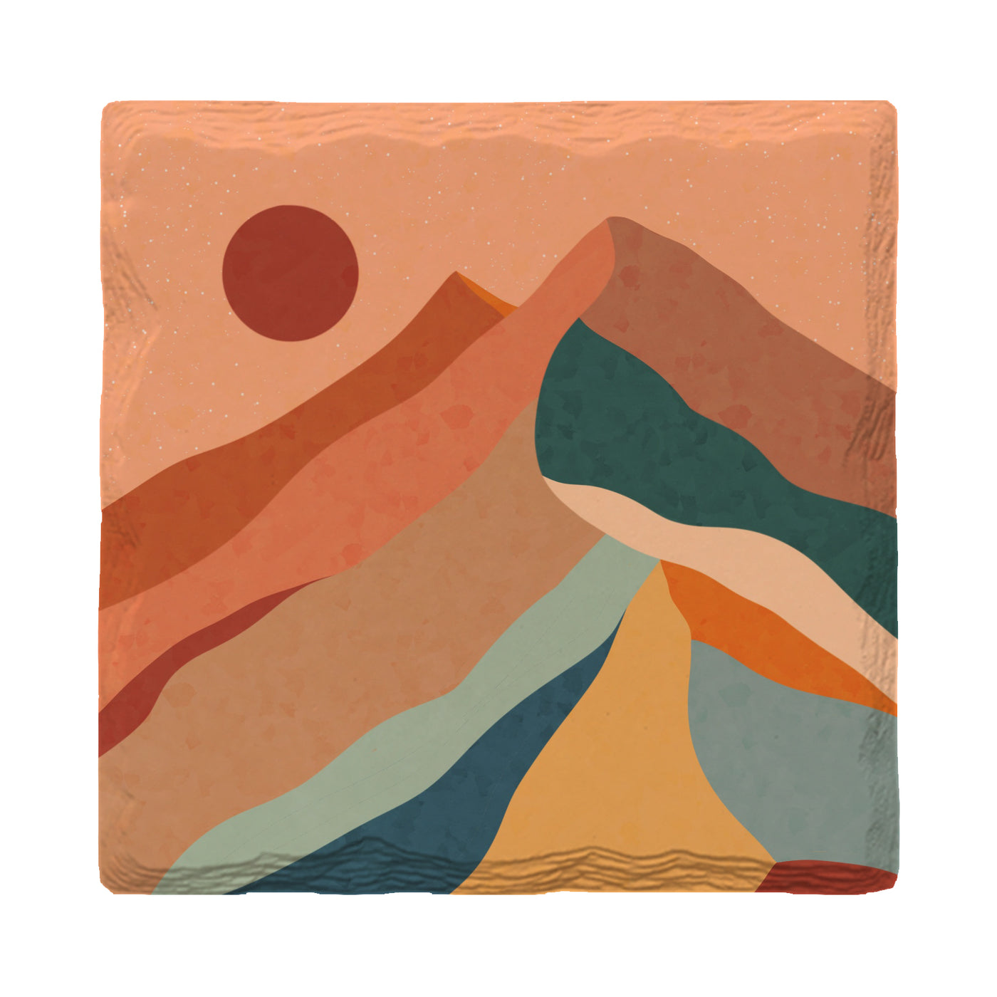 Peach Mountains | Drink Coaster Set | Abstract