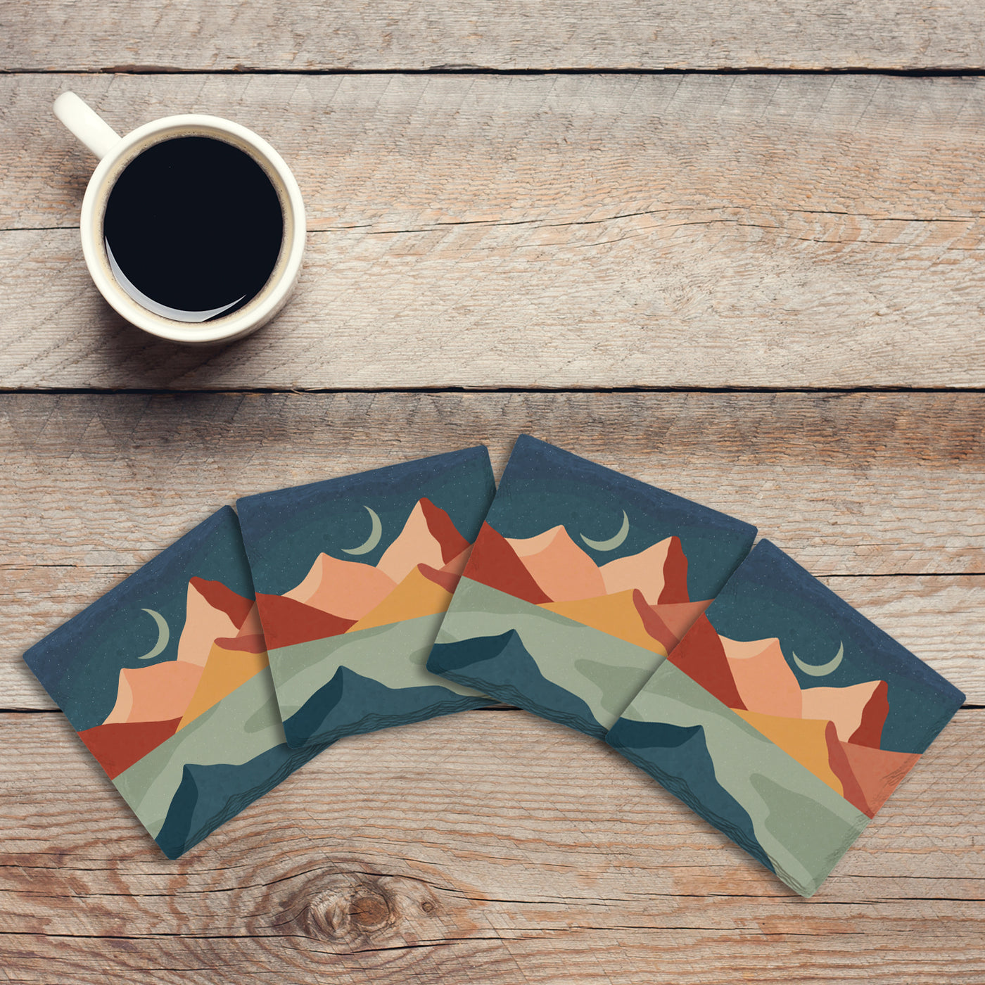 Dusk Mountains | Drink Coaster Set | Abstract