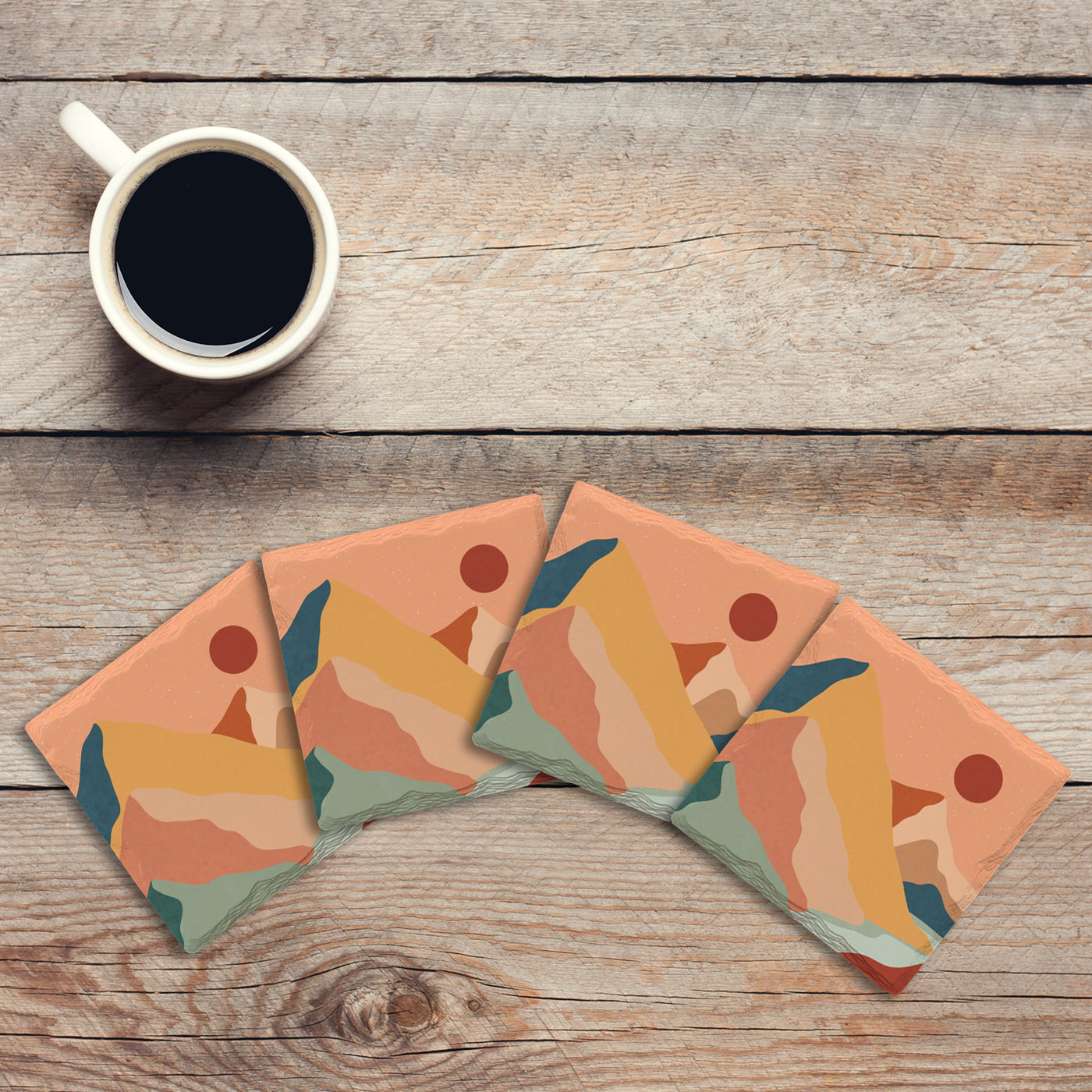 Pastel Mountains | Drink Coaster Set | Abstract