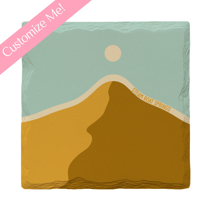 Customizable Ochre Minimalist Mountain | Drink Coaster Set | Abstract