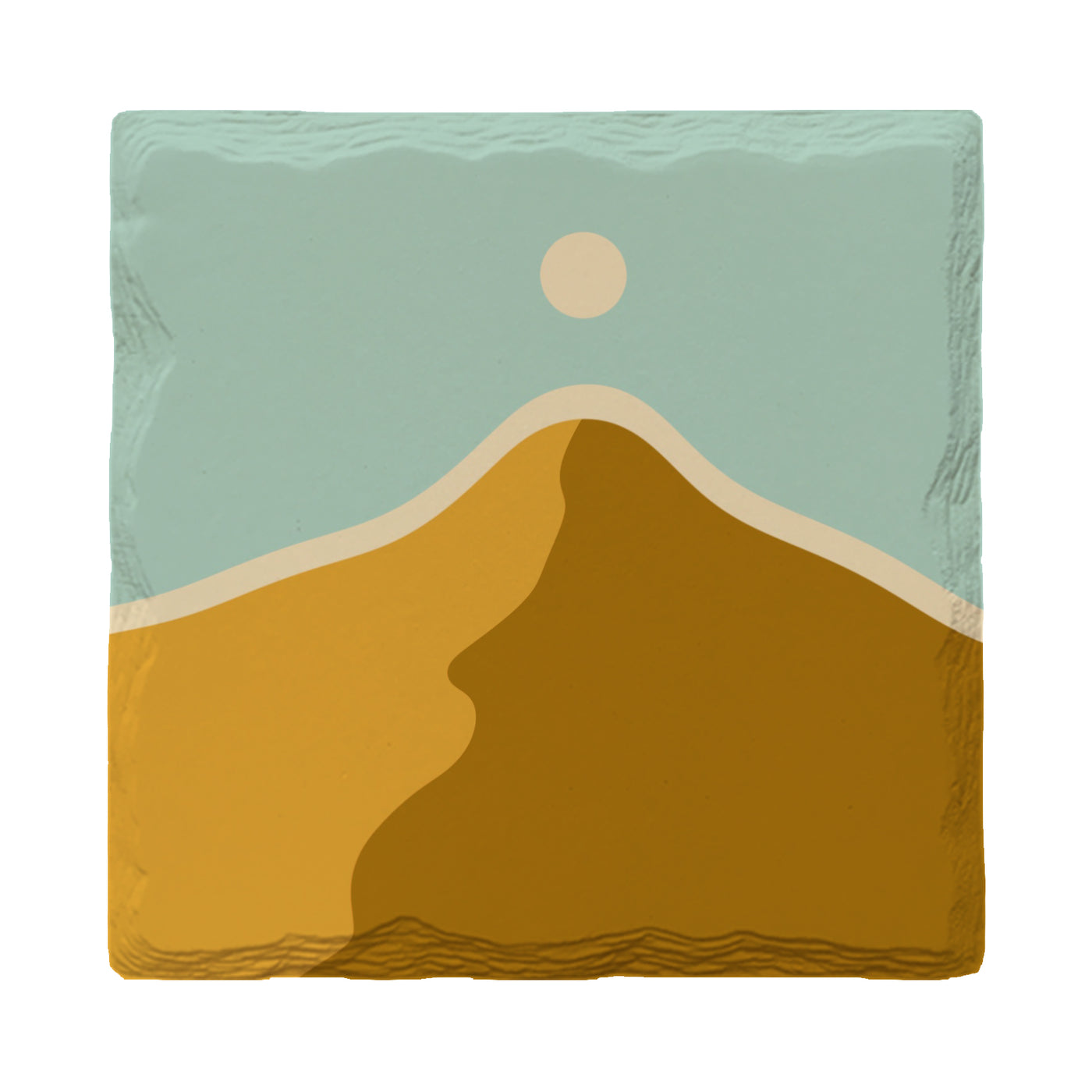 Ochre Minimalist Mountain | Drink Coaster Set | Abstract