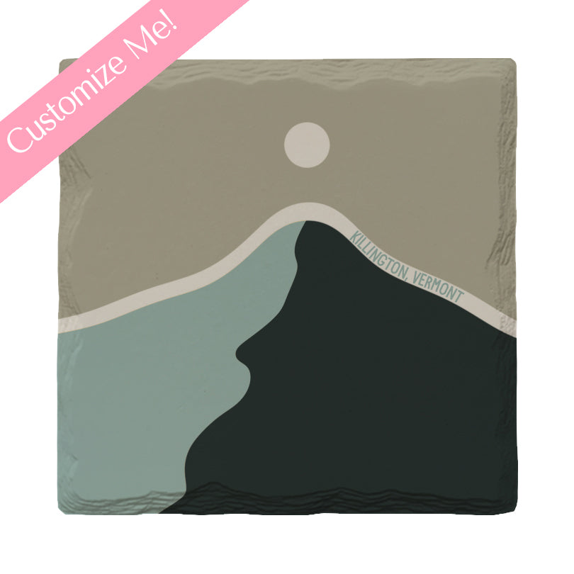 Customizable Moss Minimalist Mountain | Drink Coaster Set | Abstract