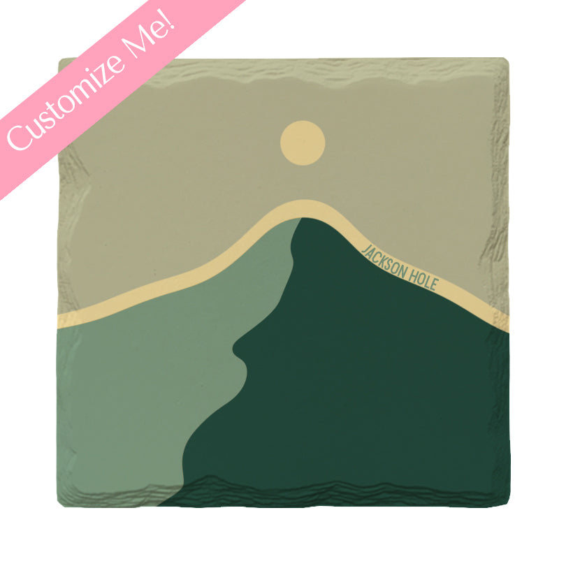 Customizable Wintergreen Minimalist Mountain | Drink Coaster Set | Abstract