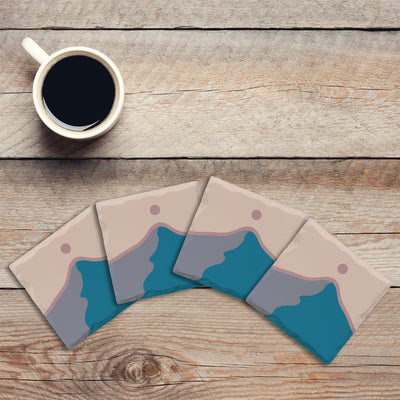 Dew Minimalist Mountain | Drink Coaster Set | Abstract