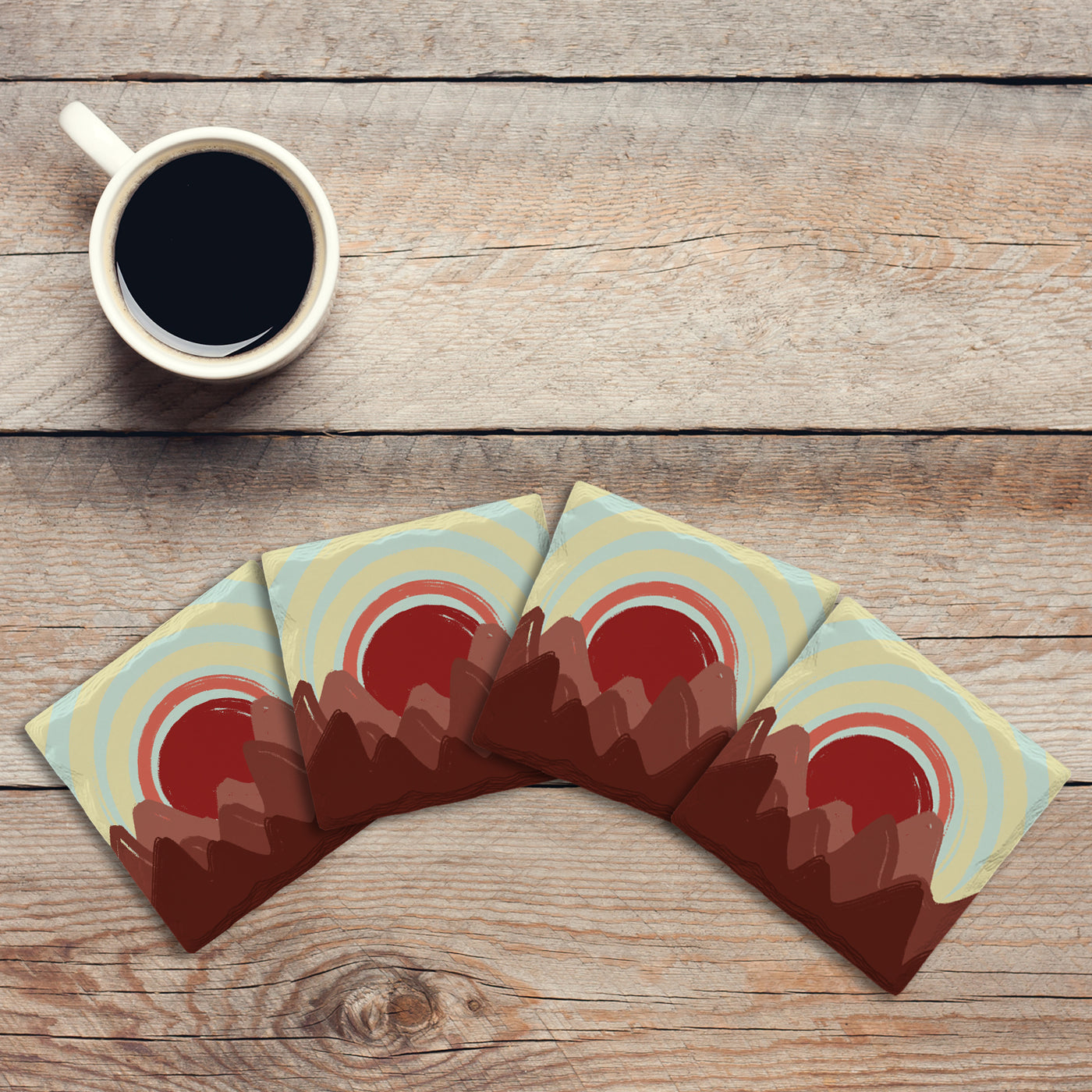 Chalk Mountains | Drink Coaster Set | Abstract