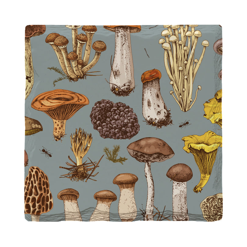 Blue Mushroom Pattern | Drink Coaster Set