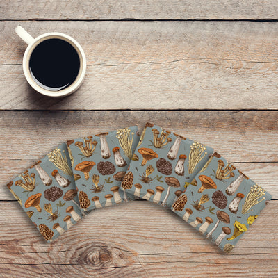 Blue Mushroom Pattern | Drink Coaster Set