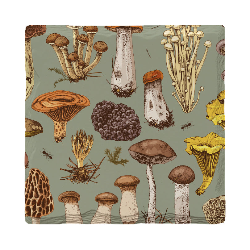 Green Mushroom Pattern | Drink Coaster Set