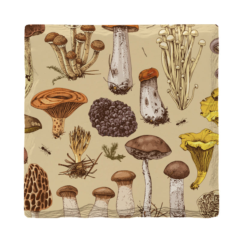 Beige Mushroom Pattern | Drink Coaster Set