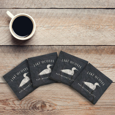 Customizable Duck on Lake| Lodge Blue | Drink Coaster Set