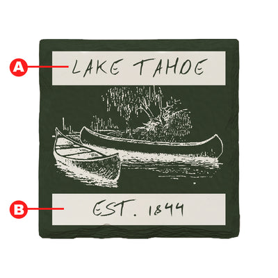 Customizable Canoe Scene | Lodge Green | Drink Coaster Set