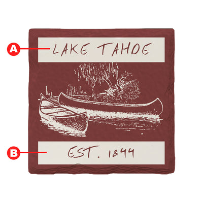 Customizable Canoe Scene | Lodge Red | Drink Coaster Set