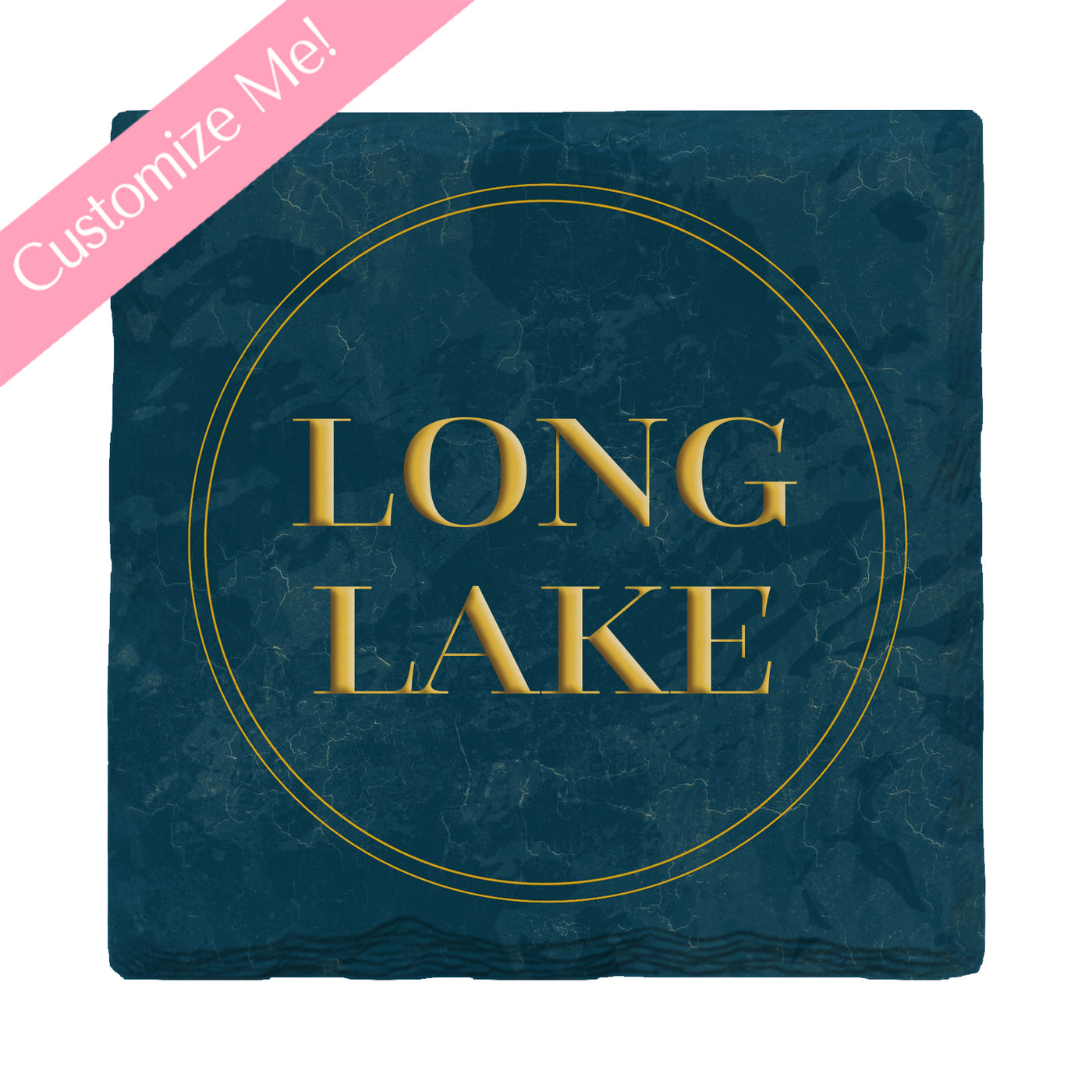 Customizable Dark Teal Gold Seal | Drink Coaster Set