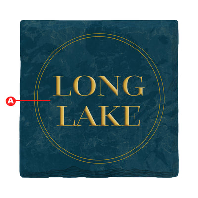 Customizable Dark Teal Gold Seal | Drink Coaster Set